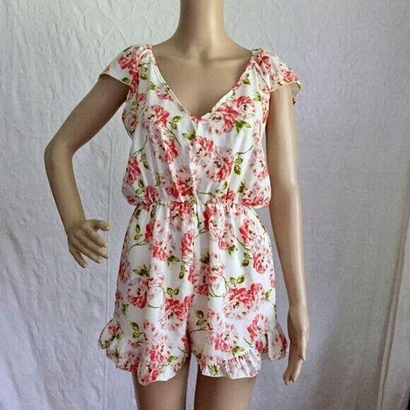 Pins and Needles Pink Floral Ruffle Romper - Picture 1 of 6